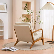 FCH LRC-17DF UBesGoo Modern Arm Linen Fabric Upholstered Comfy Reading Accent Chair With Solid Wood Frame, Beige