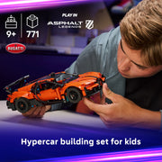 LEGO Technic Bugatti Chiron Pur Sport Hypercar Building Toy, 771 Pieces, Realistic Steering, W16 Engine, Orange and Black, 6588566