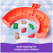 Spin Master Kinetic Sand SquishPizza Playset with 1lb Multicolored Sand, 5 Tools, Portable Pizza Oven Case