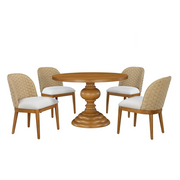 My Texas House Perry Round Dining Table, Warm Brown Finish, Box 1