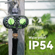 RainPoint Automatic 2 Dial Programmable Hose Sprinkler Timer, Weatherproof Outdoor Watering Controller with Adjustable Flow, 1-Zone, ITV121