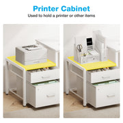 Casaottima L Shaped Desk with Drawers & File Cabinet, Reversible White Computer Desk