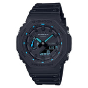 Casio G-Shock GA-2100-1A2ER Analog-Digital Watch, Carbon Core Guard, Black with Neon Blue Accents, 200M Water Resistant