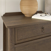 My Texas House Hartwell 3 Drawer Nightstand with USB Ports and Outlet, Heritage Oak Finish, Wood Composite, Rectangular, 453841