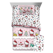 Franco Manufacturing Co. Inc. 7C086W Hello Kitty Holiday Kids 6 Piece Reversible Comforter Bed In A Bag, Queen