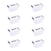 Ezy Storage Clear Plastic Storage Boxes with Latching Lids, Stackable, 13.7 Qt Capacity, Gray, 8 Pack, 15636214831