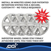 Multiple Manufactures Impostor 17 Inch Chrome-Plated ABS Plastic Wheel Covers, 6 Spoke, Snap-On, Set of 4