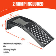 Uriah Products Heavy Duty Steel Car Ramp Pair, 9 Inch Lift Height, Supports Up to 8000 Lb, Fits Tires Up to 12.5 Inch, Portable Black Ramps for Cars SUVs Pickups
