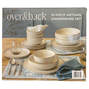 Over&back BO-36-POD 16-Piece Artisan Stoneware Dinnerware Set, Cream