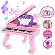 Hot Bee J73-03 25-Key Butterfly Mirror Piano Toy with Microphone, Pink, for Toddlers and Kids