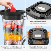 Ganiza BL1012 1500W Peak Power Countertop Blender, 64OZ BPA-Free Jar, Black