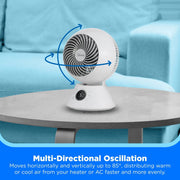 Midea Smart TurboBreeze Tabletop Fan, 5 Speeds, 85 Vertical Movement, 3D Oscillation, Remote Control, White, MSFAT06W5SB