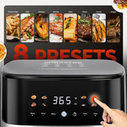 MIRASTON 5.8QT Air Fryer, 8-in-1 Touchscreen, Stainless Steel, View Window, 1450W MS4804
