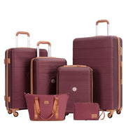 Travelhouse 6 Piece Hardshell Luggage Set, Wine Red