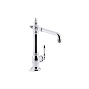 Kohler Artifacts Kitchen Faucet, Single Handle, Victorian-Inspired Design, Vibrant Brushed Moderne Brass, Deck Mounted, 1.5 GPM, 8.5 in Swing Spout Reach, 99266-2MB