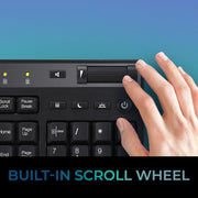 Adesso EasyTouch 445 Wired Touchpad Keyboard, Multi-OS Compatible, Black, 104-Key US Layout, Integrated Touchpad with Scroll Wheel, Multimedia and Internet Hotkeys, AKB-445UB