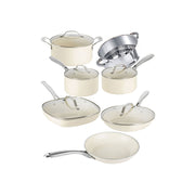 Gotham Steel Ultra Stay Cool Handles 12-Pc. Aluminum Dishwasher Safe Non-Stick Cookware Set - CREAM ONE SIZE