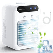 Amybaby Portable Cooling Misting Fan, USB-C Rechargeable, Ultra-Quiet 25dB, 3 Speeds & Mist Modes, White, MUZPU-DESKFAN-0