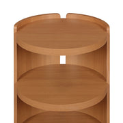 Beautiful Mae End Table, Mid-Century Modern Drum-Style Wood Accent Table with Three Open Shelves, Cherry Finish, 18 in W x 17.5 in D x 24 in H, BE26250047100A8