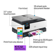 HP OJP 8139e OfficeJet Pro Wireless All-In-One Inkjet Printer with 12 months of Instant Ink Included with HP White
