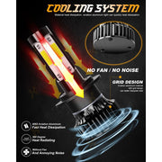 XWQHJW H7+H7+H11 LED Headlight Bulbs Combo, H7 High Low Beam and H11 Fog Lights, 6000K White, 16000 Lumens, 55W