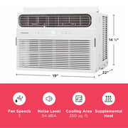 Frigidaire Window Air Conditioner with Supplemental Heat, 12,000 BTU Cooling, 11,000 BTU Heating, Remote Control, Eco Mode, 3 Fan Speeds, White, FHWH124WB2
