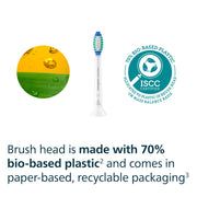 Philips Sonicare C1 SimplyClean Replacement Electric Toothbrush Heads, Contoured W-Profile Bristles, BrushSync Technology, White, 4 Pack