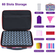 Sunnycome Art Set with Diamond Pen, Tray, 60 Clear Storage Jars, Durable Waterproof EVA Case