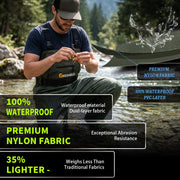 Gieeshield Waterproof Bootfoot Chest Waders, Lightweight 2-Ply Nylon PVC, Adjustable H-Back Suspenders, Waterproof Zipper Pocket, Boot Hanger, Green, M7 W9 DQ-WADERS-GR7