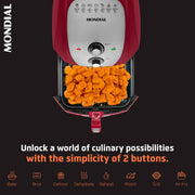Mondial Air Fryer 8.6 Quart Extra-Large Air Fryer, Red - Programmable