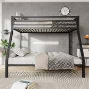 Amolife 1023794-1 Twin Over Full Metal Bunk Bed with Stairs, Fullength Guardrail, Matte Black