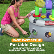 Play Day Space Station Inflatable Kids Water Table with 8 Sensory Toys, Multicolor, 30 in x 30 in x 35 in, 52611E