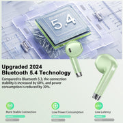 WeurGhy Wireless Bluetooth Earbuds, Noise Cancelling, Deep Bass Stereo, 50H Playtime, LED Display, IPX7 Waterproof, Green, W53