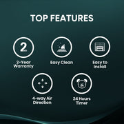 Hisense 5,000 BTU Window Air Conditioner, 150 Sq Ft Cooling, Easy-Clean Washable Filter, 4-Way Air Direction, Remote Control, White, WAW0525CM1W