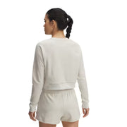 Under Armour UA Rival Freedom Ladies Long-Sleeve Crop Crew Sweatshirt, Lightweight White Fleece