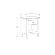 My Texas House Monroe 1 Drawer Nightstand with USB Ports and Outlet, Brushed Oak Finish, Wood Composite, Rectangle, Traditional Style, 451942
