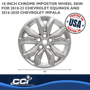 Coast2Coast Impostor Wheel Cover Set of 4, 18 Inch, 10 Spokes, Chrome Plated, Snap-On, ABS Plastic, IWCIMP407X