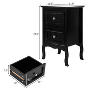 UBesGoo Set of 2 Nightstand Wood End Tables Bedroom Table Furniture, Black - Sturdy and Stable