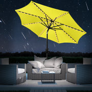 Scafild 7.5ft Outdoor Patio Umbrella with Solar-Powered LED Lights, Crank Open, Push-Button Tilt, Yellow Polyester Canopy, Steel Pole