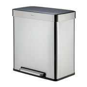 Qualiazero QZ10040 16 Gallon Dual Compartment Step On Kitchen Trash Can, Stainless Steel