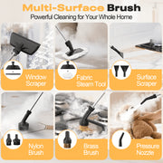 Rebelduck Handheld Steam Cleaner, 2500W, 15s Heat-Up, 3-Level Adjustable Handle, 1.6L Tank, 16 Accessories, Portable for Home, Car, Upholstery, Tile, RDSC01