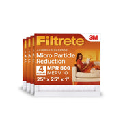 Filtrete Furnace Air Filter 25x25x1, MPR 800 MERV 10 Micro Particle Reduction, Pleated 4 Pack