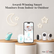Sense-U Pro Smart Baby Monitor with 2.5K PTZ Camera, Bluetooth Low Energy, Sleep Position and Temperature Tracking, Audible Alerts, Supports Twins, SU602-CAM