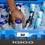 Igloo Overland 52 QT Wheeled Ice Chest Cooler, Gray and Blue, 80 Can Capacity, Soft-Ride Wheels, Telescoping Handle, 35194
