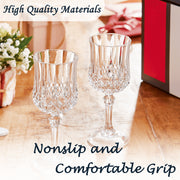 LeyiQu Plastic Wine Glasses, Vintage Diamond Pattern, Transparent, 7 oz, 24-Pack