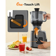 SMALLHOO Masticating Juicer, 6.5 in Extra Wide Chute, 3-in-1 Juice Sorbet Nut Milk Cold Press, 100 fl oz Capacity, Quiet 350W Motor, BPA-Free, SH-980MJ-1