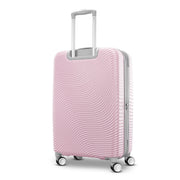 American Tourister Color Waves Medium Checked Expandable Luggage Suitcase, Light Pink, 360-Degree Spinner Wheels