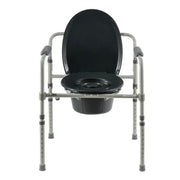 Equate FBL710007 Steel Foldable 3-in-1 Bedside Toilet Commode, 400 lb Weight Capacity, Gray