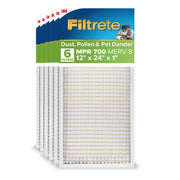 Filtrete HVAC Furnace Air Filter, 12x24x1, MPR 700, MERV 8, Electrostatic Pleated, Dust Pollen Pet Dander Reduction, 6 Pack, 720-6PK-EC