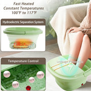 UNIFULL Foot Spa Bath with Adjustable Temperature Control, Shiatsu Massage Rollers, Dual Bubble Outlets, Remote Control, Pedicure Kit, Large Capacity, Green